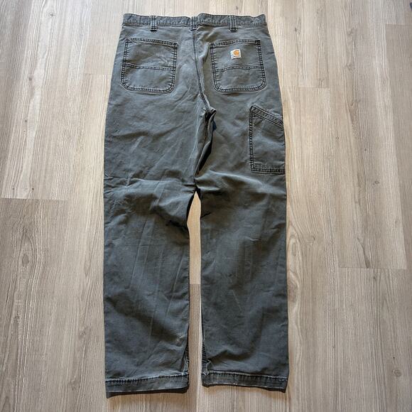 Men's Carhartt Faded Peat Green Rugged Flex Cargo Utility Work Pants Sz 36 x 32 - Picture 2 of 8